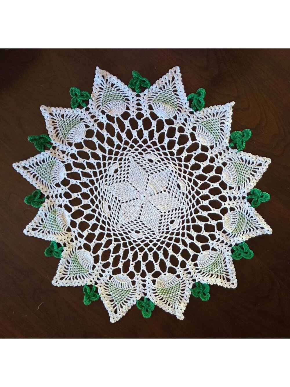 Handmade Pineapple Panels with Shamrock Appliqués Lace Doily